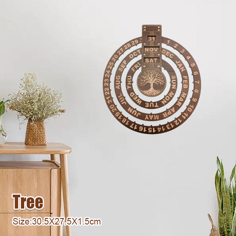 Wooden Creative Round Rotating Calendar