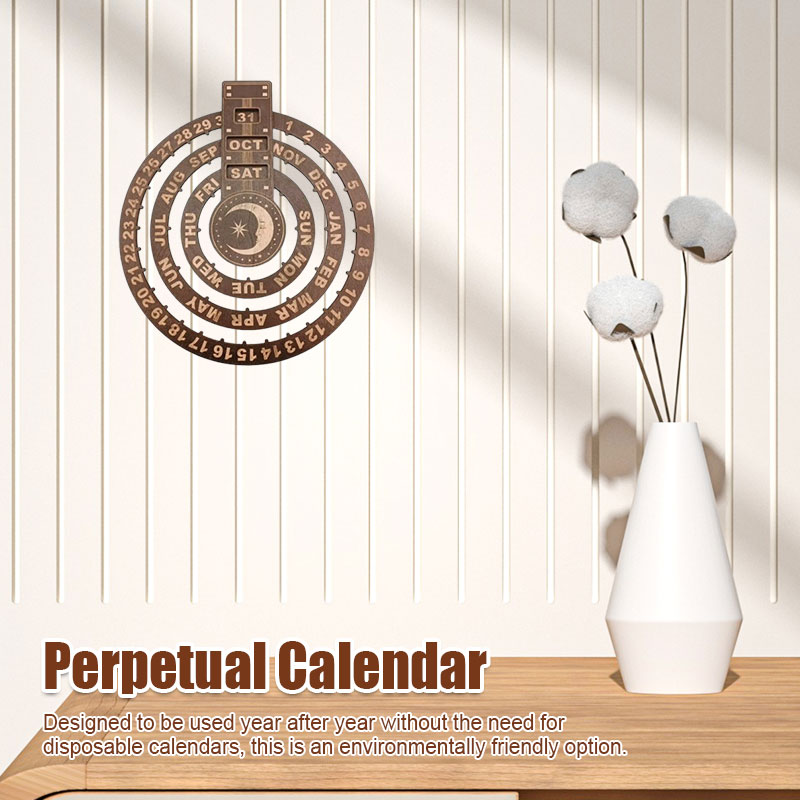 Wooden Creative Round Rotating Calendar