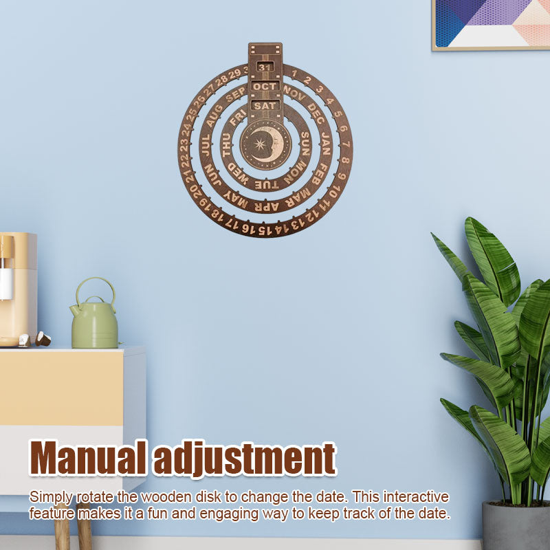 Wooden Creative Round Rotating Calendar