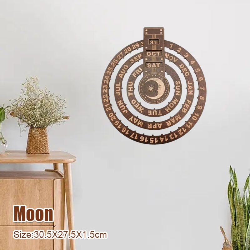 Wooden Creative Round Rotating Calendar