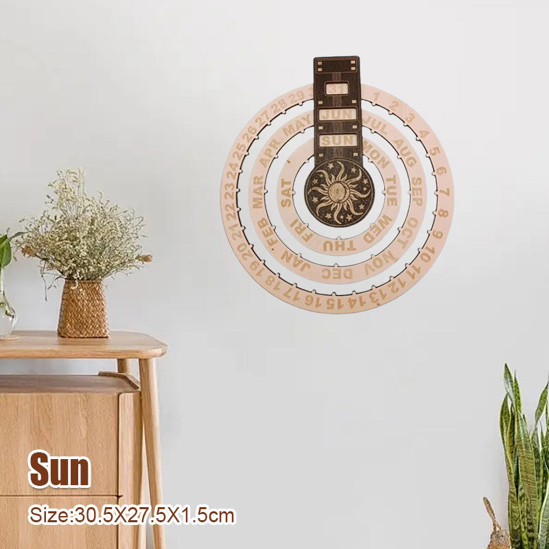 Wooden Creative Round Rotating Calendar